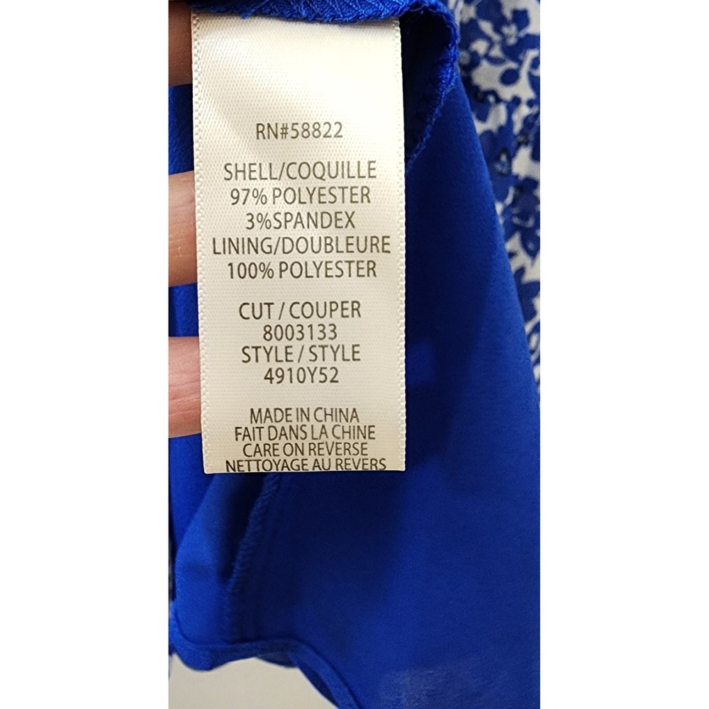 Max Studio London Blue Floral Smocked Waist Tiered Midi Dress 4910Y52 XL NEW - Picture 5 of 7